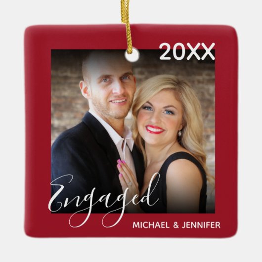 Eerste kerst in beeld | Kerstboom met foto's Keramisch Ornament (Voorkant)