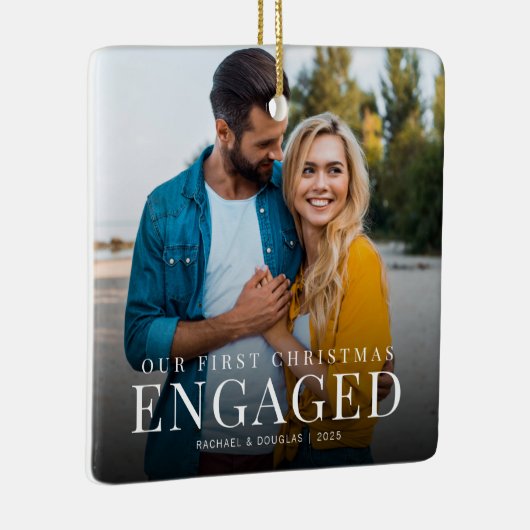 Eerste kerst in beeld | Minimale foto aangepast Keramisch Ornament (Rechts)