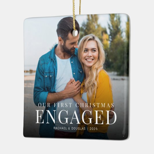 Eerste kerst in beeld | Minimale foto aangepast Keramisch Ornament (Links)