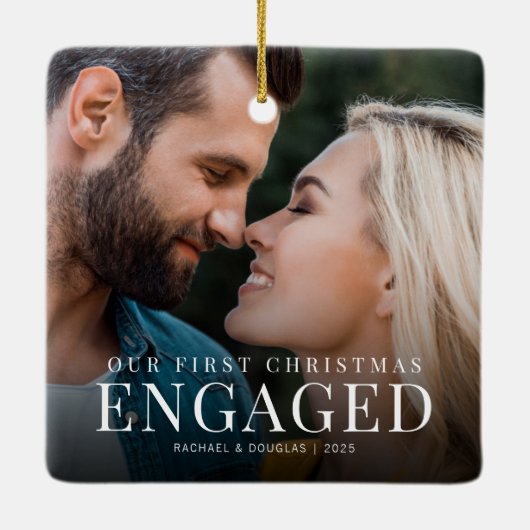 Eerste kerst in beeld | Minimale foto aangepast Keramisch Ornament (Achterkant)