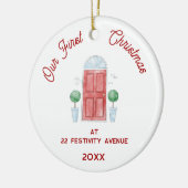 Eerste kerst in de nieuwe Waterverf Keramisch Ornament (Links)