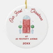 Eerste kerst in de nieuwe Waterverf Keramisch Ornament (Achterkant)