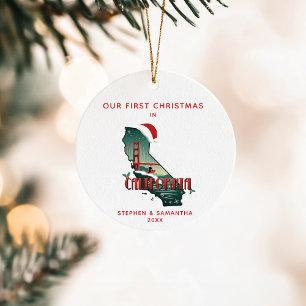 Eerste kerst in de staat Californië aangepaste tek Keramisch Ornament