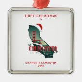 Eerste kerst in de staat Californië gepersonalisee Metalen Ornament (Voorkant)