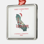 Eerste kerst in de staat Californië gepersonalisee Metalen Ornament (Links)