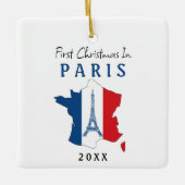 Eerste kerst in de vlag van Parijs Keramisch Ornament (Voorkant)