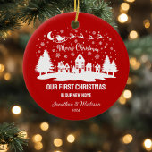 Eerste kerst in een nieuw huis Gepersonaliseerde v Keramisch Ornament