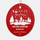 Eerste kerst in een nieuw huis Gepersonaliseerde v Keramisch Ornament (Links)