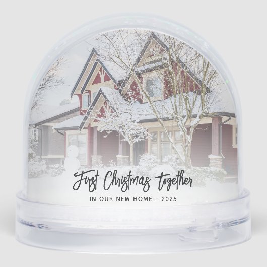Eerste kerst in een nieuw huis Samen Familiefoto's Sneeuwbol (Achterkant)