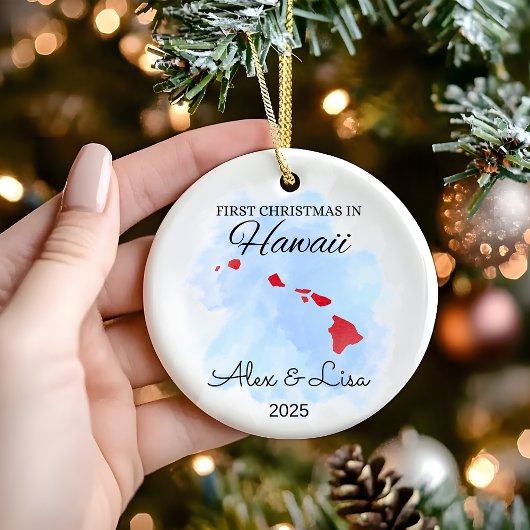 Eerste kerst in het Hawaii State Ornament