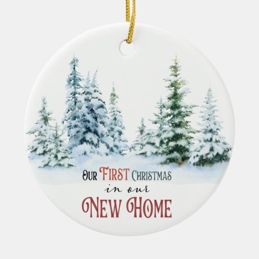 Eerste kerst in het nieuwe huis keramisch ornament (Voorkant)