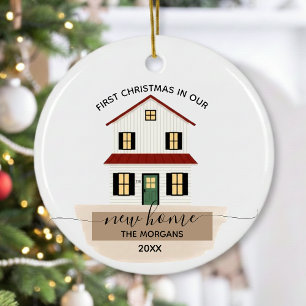 Eerste kerst in het nieuwe huis van de familie ornament