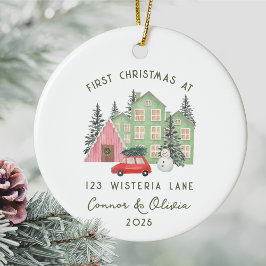 Eerste kerst in het nieuwe thuisadres keramisch ornament