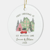 Eerste kerst in het nieuwe thuisadres keramisch ornament (Links)
