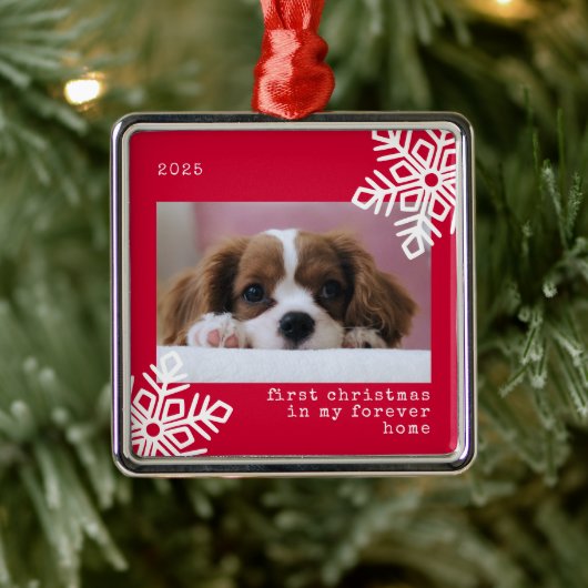 Eerste kerst in mijn eeuwige thuis Hond Foto Metalen Ornament (Boom)