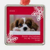 Eerste kerst in mijn eeuwige thuis Hond Foto Metalen Ornament (Voorkant)
