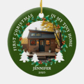 Eerste kerst in mijn eigen Tiny home foto Keramisch Ornament (Achterkant)