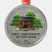 Eerste kerst in mijn kleine rustieke huis metalen ornament (Voorkant)