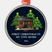 Eerste kerst in mijn kleine rustieke huis metalen ornament (Voorkant)
