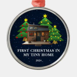 Eerste kerst in mijn kleine rustieke huis metalen ornament