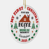 Eerste kerst in mijn nieuwe huis gepersonaliseerd keramisch ornament (Rechts)
