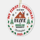 Eerste kerst in mijn nieuwe huis gepersonaliseerd keramisch ornament (Links)