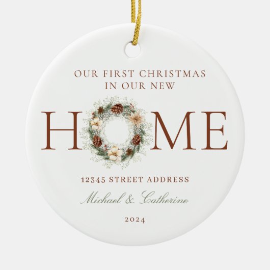 Eerste kerst in New Home Boho Keramisch Ornament (Voorkant)