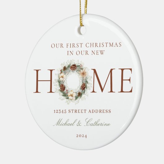 Eerste kerst in New Home Boho Keramisch Ornament (Links)