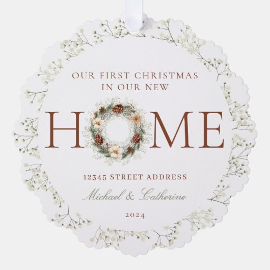 Eerste kerst in New Home Boho Ornament Kaart (Voorkant)