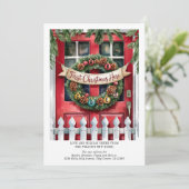 Eerste kerst in New Home Krans met Initialen Feestdagenkaart (Staand voorkant)