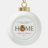 Eerste kerst in New Home Sinaasappel Krans Keramische Bal Ornament (Voorkant)