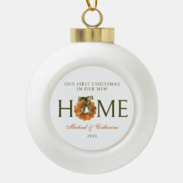 Eerste kerst in New Home Sinaasappel Krans Keramische Bal Ornament