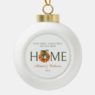Eerste kerst in New Home Sinaasappel Krans Keramische Bal Ornament