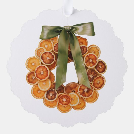 Eerste kerst in New Home Sinaasappel Krans Ornament Kaart (Achterkant)