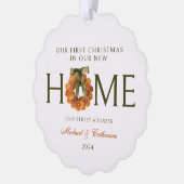 Eerste kerst in New Home Sinaasappel Krans Ornament Kaart (Links)