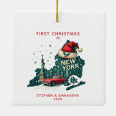 Eerste kerst in New York State Custom Holiday Keramisch Ornament (Achterkant)