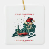 Eerste kerst in New York State Custom Holiday Keramisch Ornament (Voorkant)
