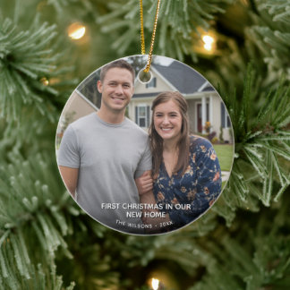 Eerste kerst in nieuw fotokoppel keramisch ornament