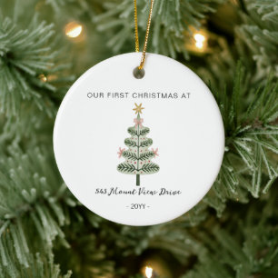 Eerste kerst in nieuw huis - Adres ornament