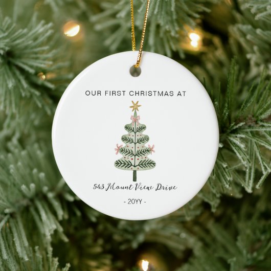 Eerste kerst in nieuw huis - Adres ornament (Boom)