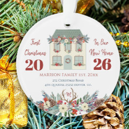 Eerste kerst in nieuw huis huis verwarming familie ornament