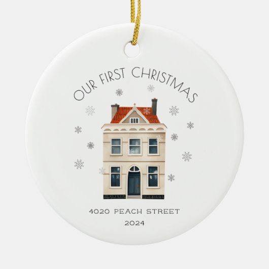 Eerste kerst in nieuw huis keramisch ornament (Voorkant)