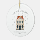 Eerste kerst in nieuw huis keramisch ornament (Links)