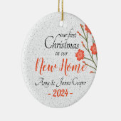 Eerste kerst in nieuwe foto Elegant script Keramisch Ornament (Rechts)