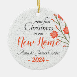Eerste kerst in nieuwe foto Elegant script Keramisch Ornament