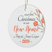 Eerste kerst in nieuwe foto Elegant script Keramisch Ornament (Links)