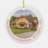 Eerste kerst in nieuwe foto Elegant script Keramisch Ornament (Achterkant)