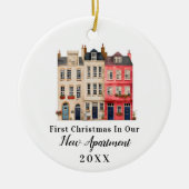 Eerste kerst in ons nieuwe appartement met adres keramisch ornament (Voorkant)