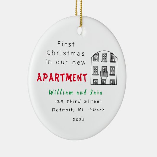 "Eerste kerst in ons nieuwe appartement" Ornament (Rechts)