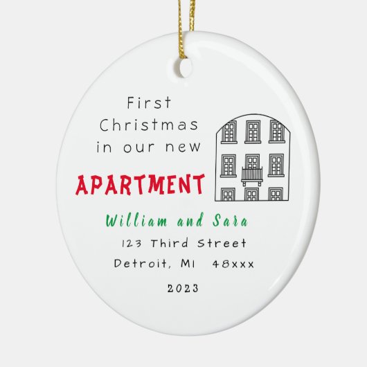 "Eerste kerst in ons nieuwe appartement" Ornament (Links)